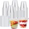 300 Packs 9 oz Clear Plastic Cups with Flat Lids, Disposable Cups with Lids, Reusable Plastic Dessert Cups for Ice Cream, Cake, Snacks, Fruit, Cold Drinks, Milkshake, Pudding, Salad